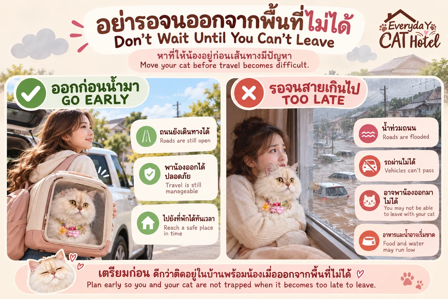 เตรียมตัวน้องแมวก่อนน้ำท่วม