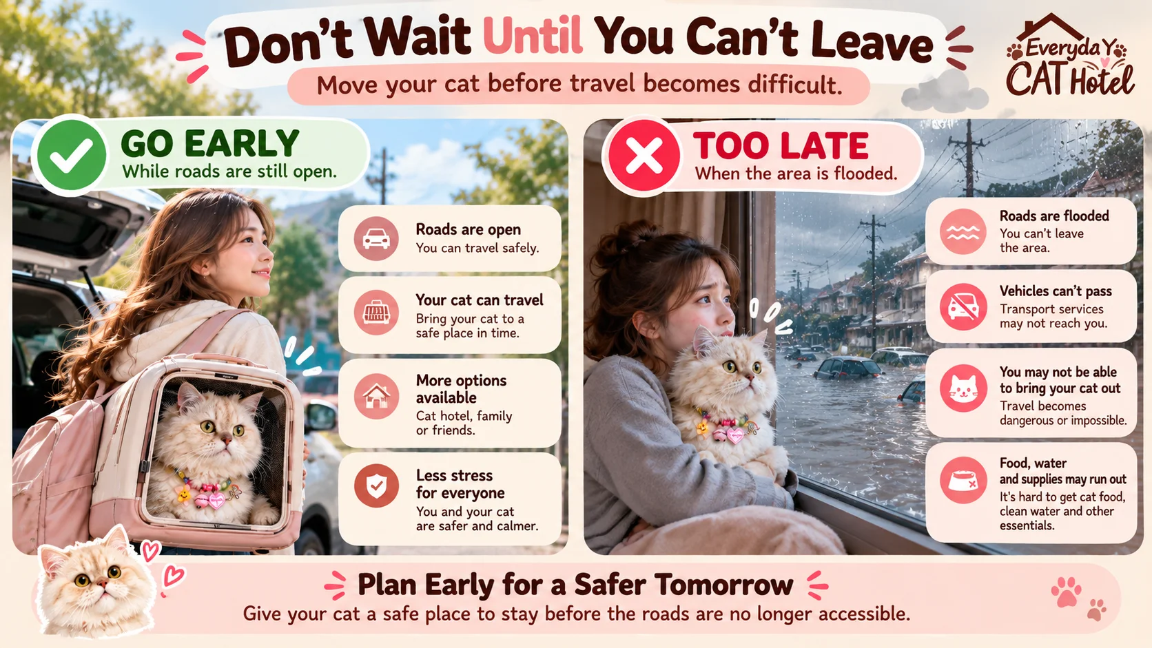 Do Not Wait Until Your Home Is Flooded to Decide Where Your Cat Will Stay