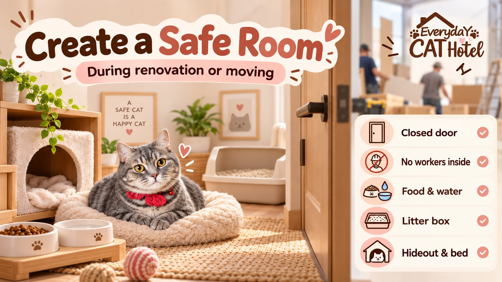 Create a Dedicated Safe Room for cats during renovation
